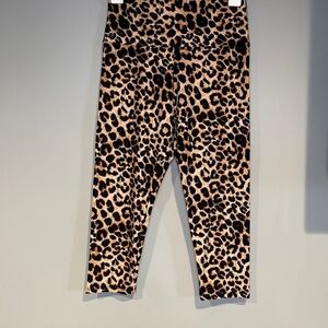Womens Cheetah Print High Waist Cropped Pants Size OSFM